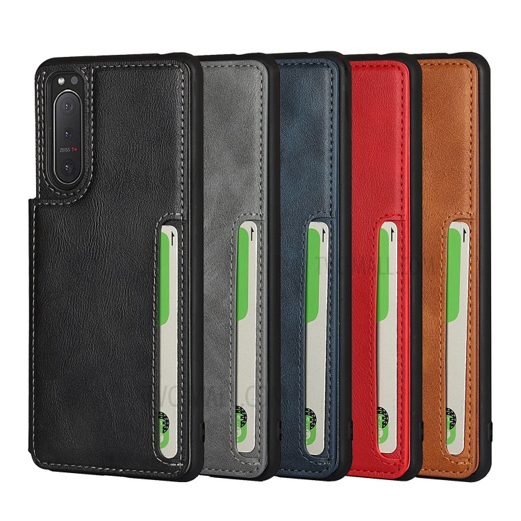 For Sony Xperia 5 II Quality PU Leather Coated TPU Wallet Flip Phone Cover Case - Black-10