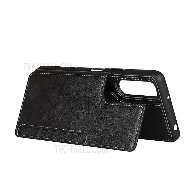 For Sony Xperia 5 II Quality PU Leather Coated TPU Wallet Flip Phone Cover Case - Black-7