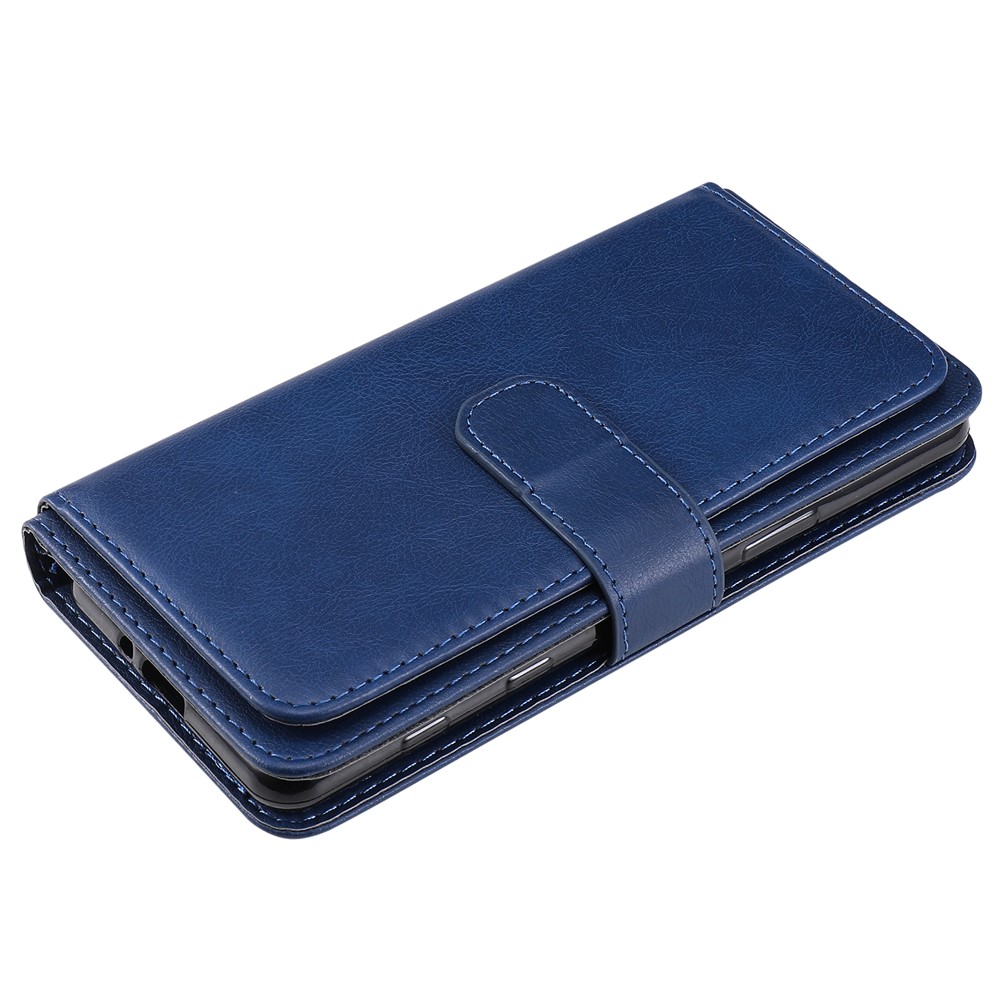 Quality Leather Wallet Design Cover Shell with Multi-function 10 Card Slots for Sony Xperia 5 II - Dark Blue-11