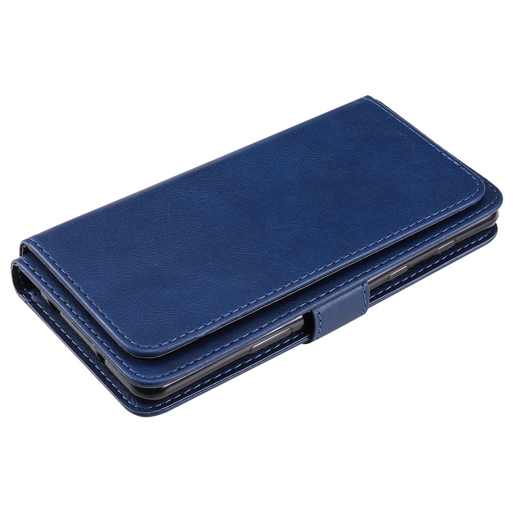 Quality Leather Wallet Design Cover Shell with Multi-function 10 Card Slots for Sony Xperia 5 II - Dark Blue-12
