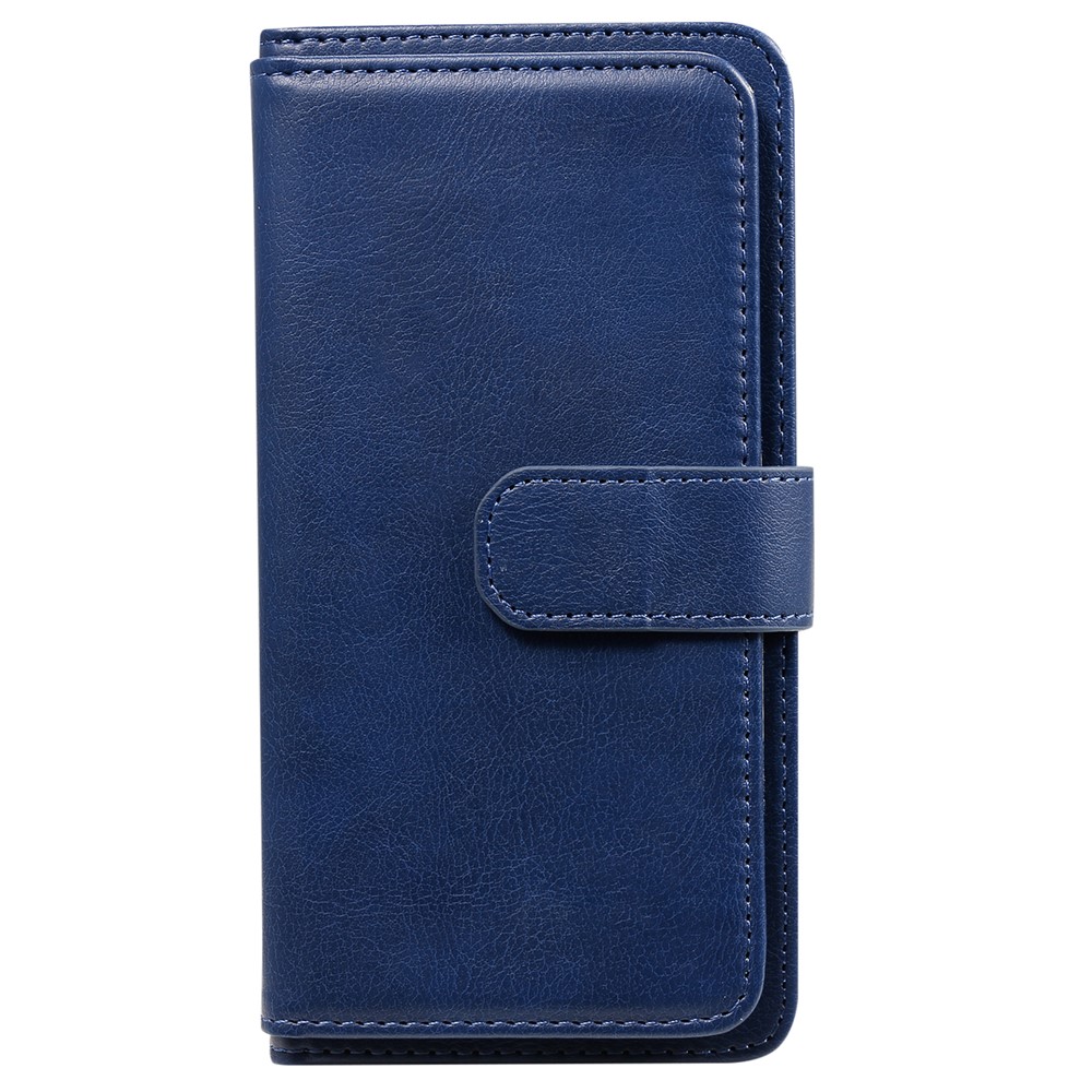 Quality Leather Wallet Design Cover Shell with Multi-function 10 Card Slots for Sony Xperia 5 II - Dark Blue-2