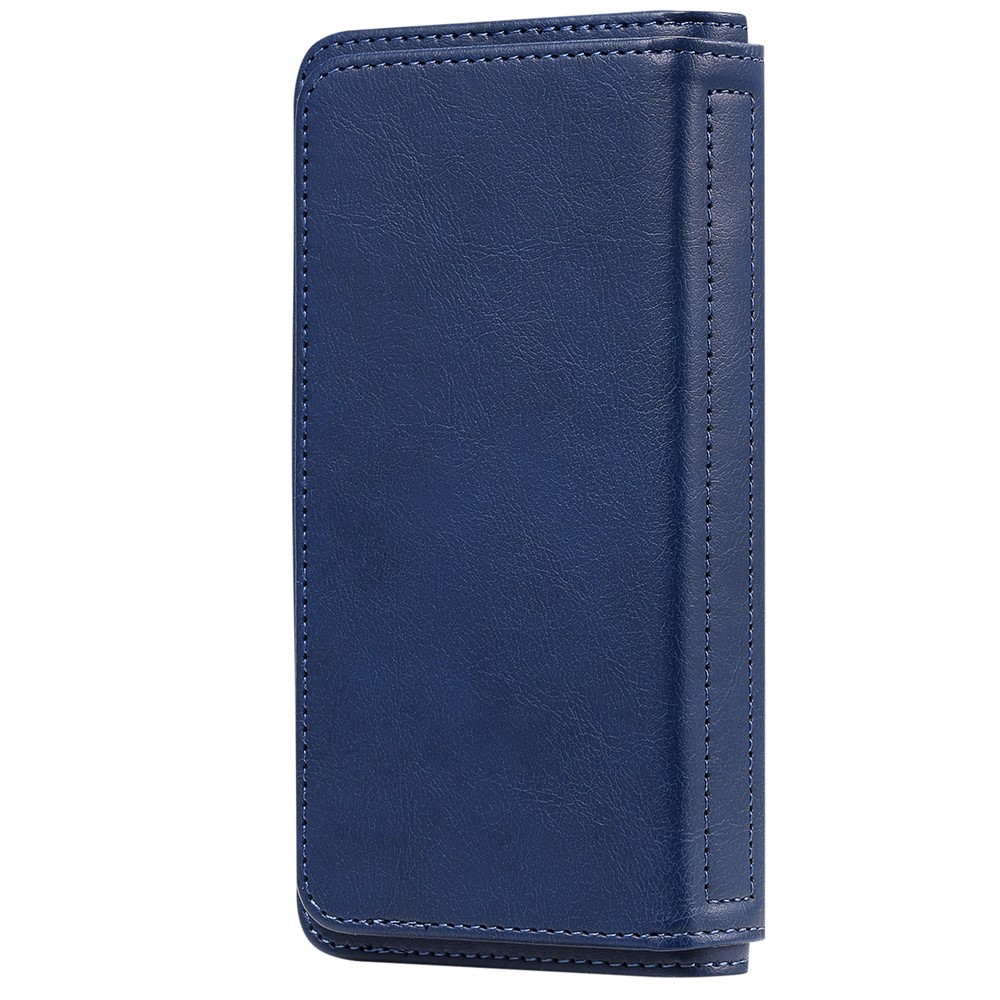 Quality Leather Wallet Design Cover Shell with Multi-function 10 Card Slots for Sony Xperia 5 II - Dark Blue-4