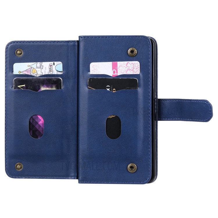 Quality Leather Wallet Design Cover Shell with Multi-function 10 Card Slots for Sony Xperia 5 II - Dark Blue-5