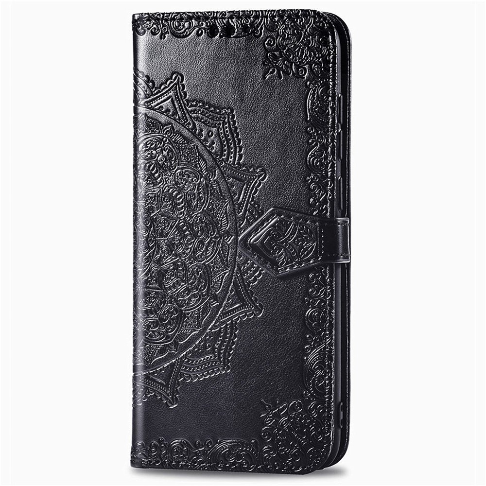 Embossed Mandala Flower PU Leather Wallet Case Cover for Sony Xperia 5 II - Black-5