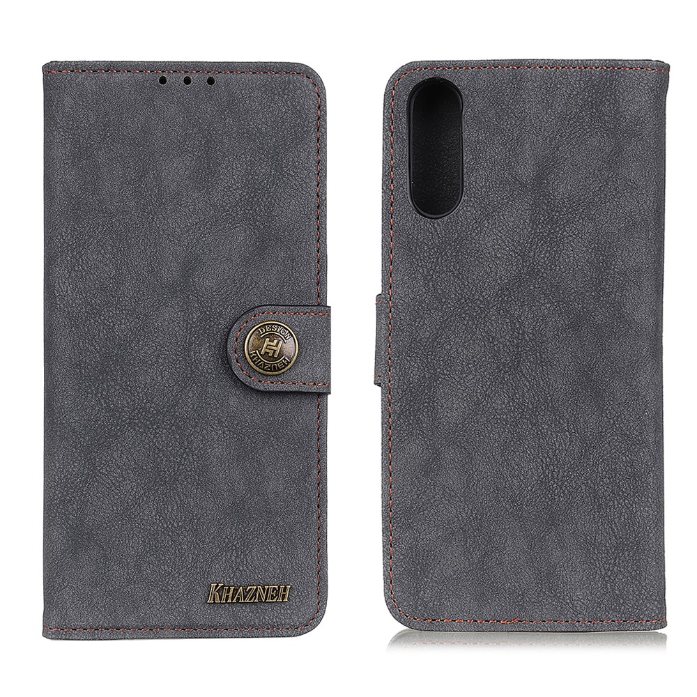 KHAZNEH Vintage Style Protector for SONY Xperia L5 Wallet Leather Stand Case - Grey-1