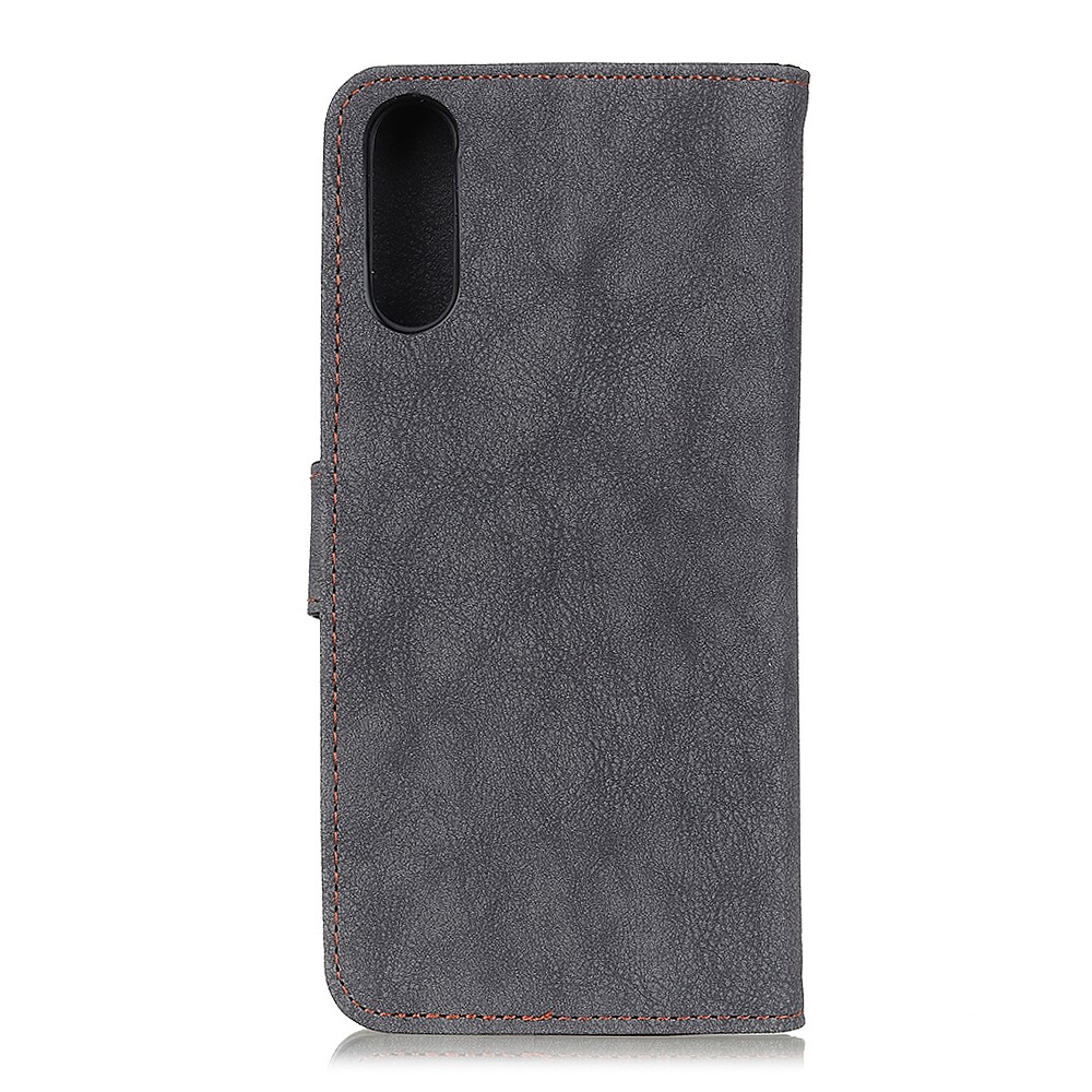 KHAZNEH Vintage Style Protector for SONY Xperia L5 Wallet Leather Stand Case - Grey-4