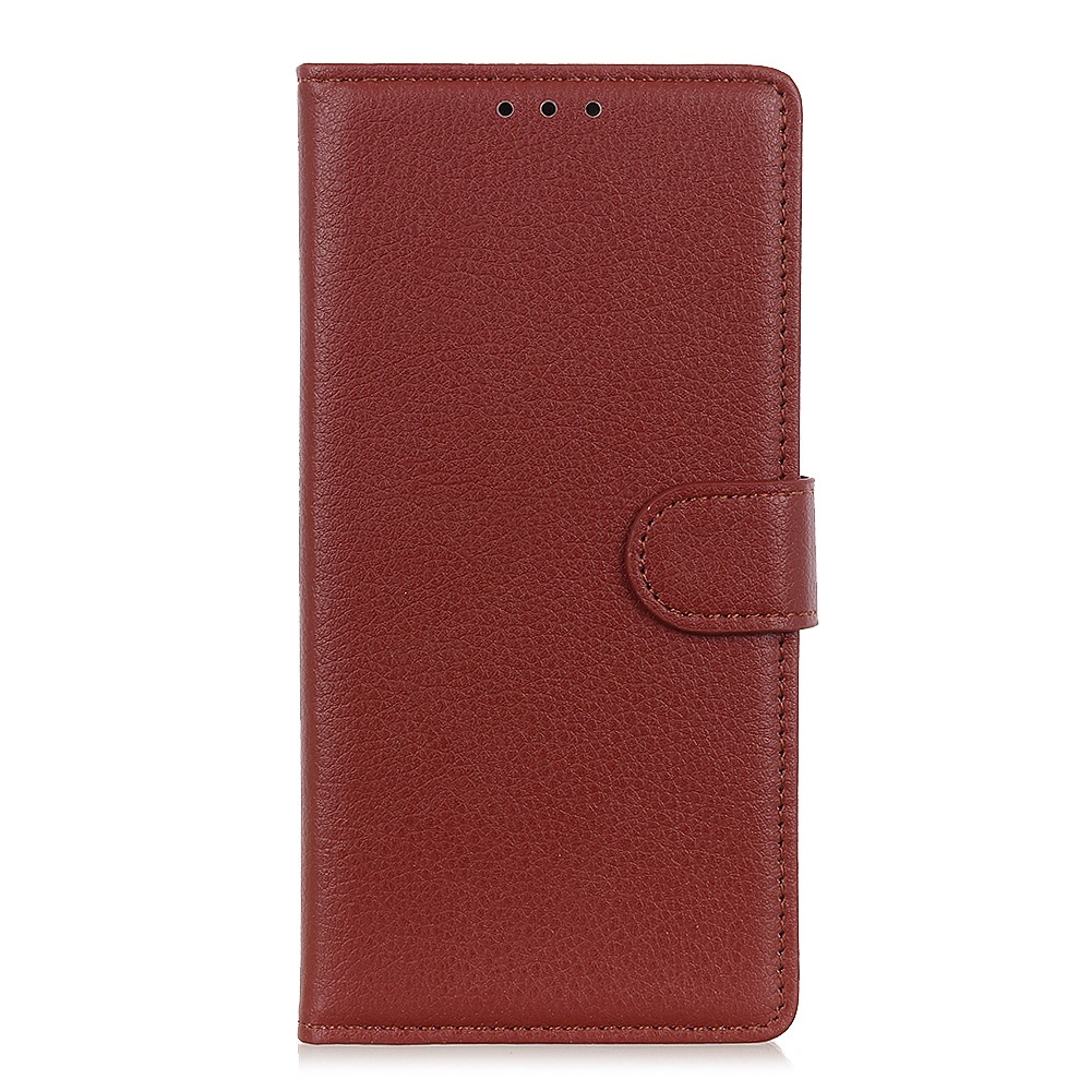 Litchi Skin Folio Flip Leather Case Protective Shell with Wallet Stand Design for Sony Xperia L5 - Wine Red-2