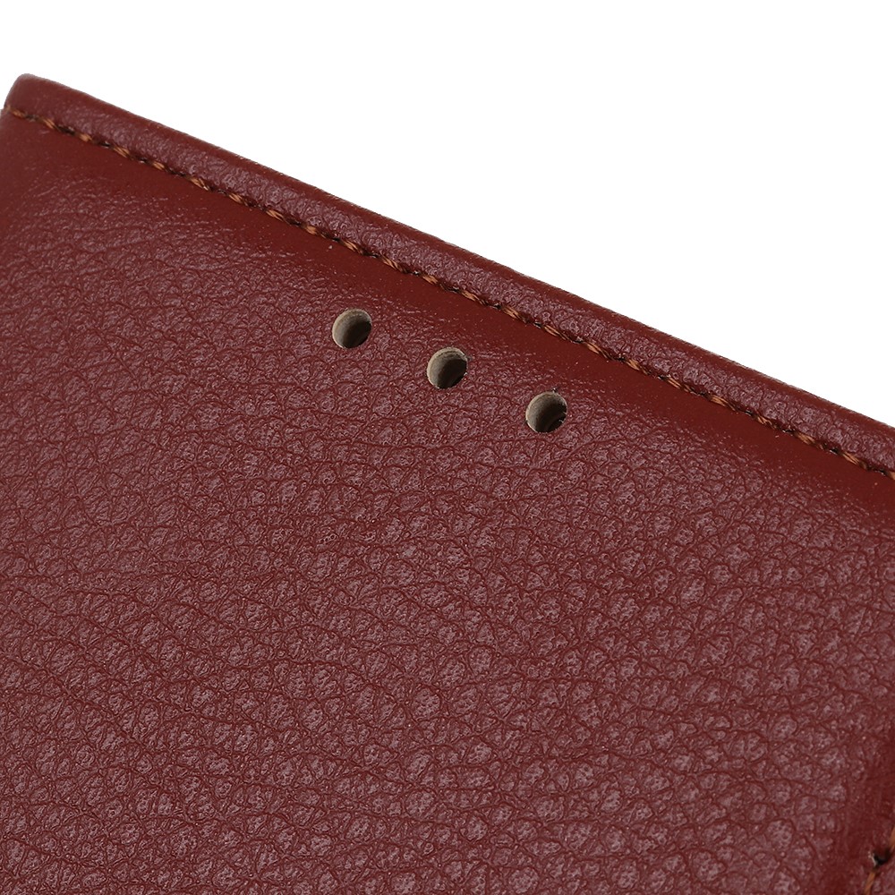 Litchi Skin Folio Flip Leather Case Protective Shell with Wallet Stand Design for Sony Xperia L5 - Wine Red-5