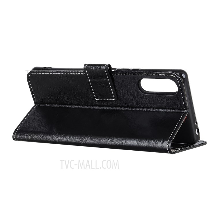 Retro Crazy Horse Texture Leather Case Wallet Stand Shell for Sony Xperia ACE II - Black-4