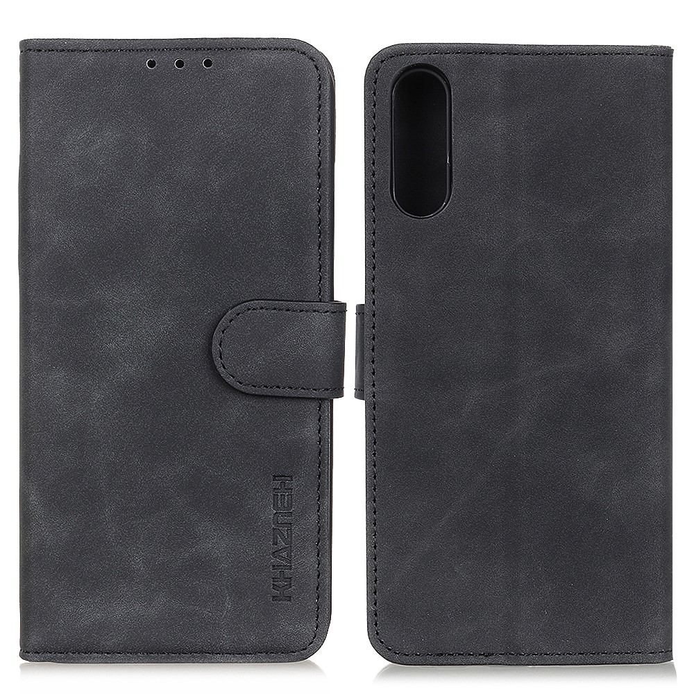 KHAZNEH Retro Style Folio Flip Wallet Design PU Leather Case for Sony Xperia ACE II - Black-1