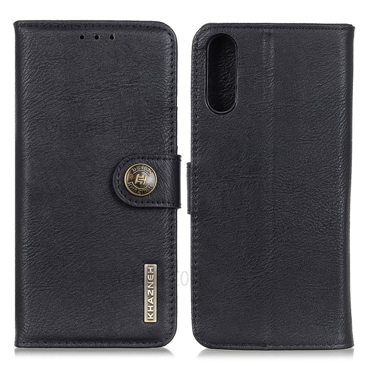 KHAZNEH Magnetic Buckle Design Wallet PU Leather Phone Stand Shell Case for Sony Xperia ACE II - Black-1