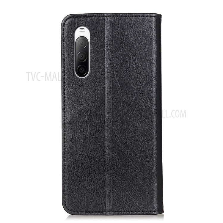 Litchi Texture Split Leather Auto-absorbed Wallet Stand Case Cover for Sony Xperia Ace II - Black-7