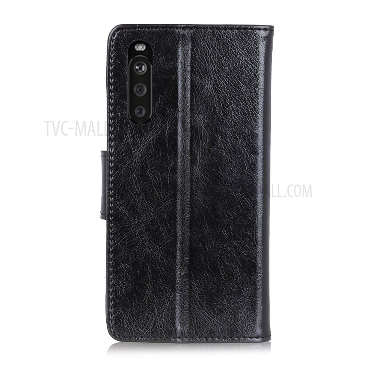 Nappa Texture Split Leather Cellphone Cover with Stand Wallet Design for Sony Xperia Ace II - Black-2