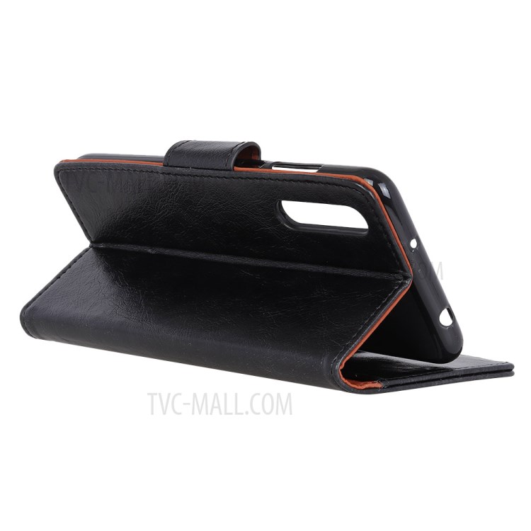 Nappa Texture Split Leather Cellphone Cover with Stand Wallet Design for Sony Xperia Ace II - Black-3