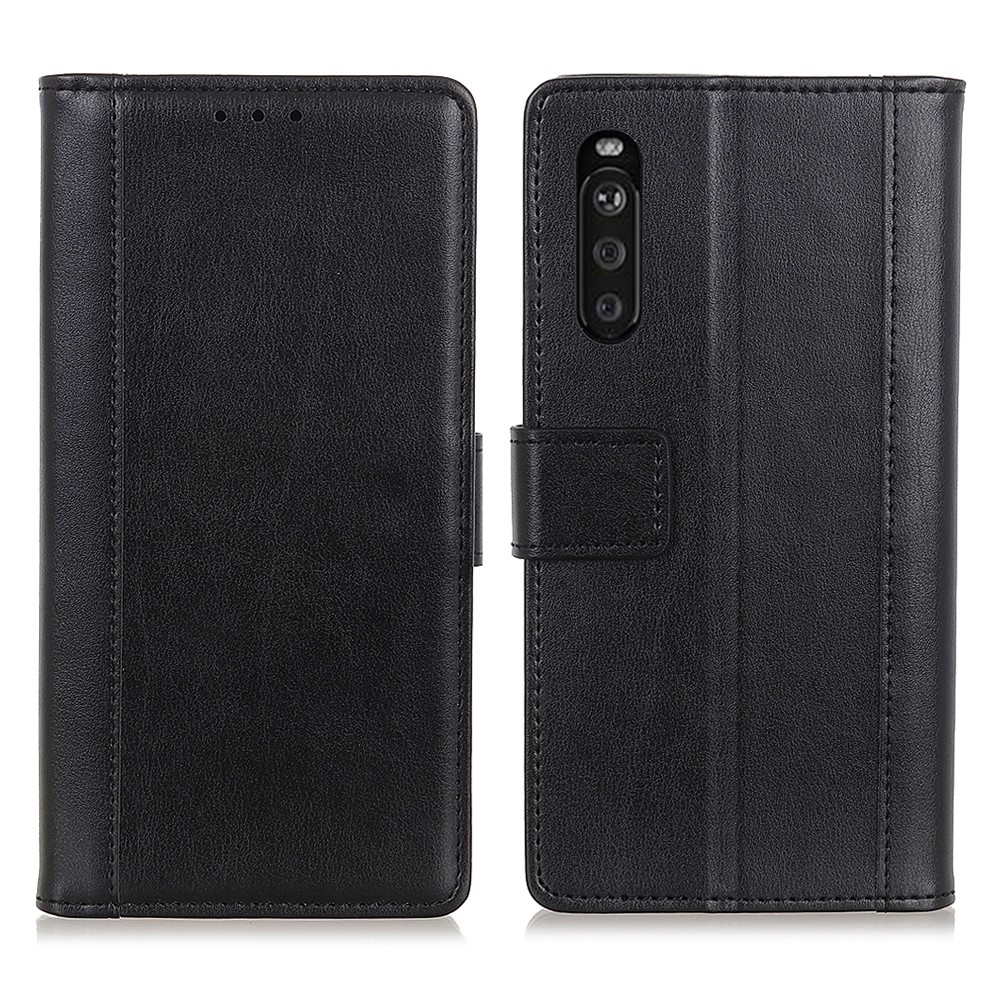 Wallet Design Leather Phone Stand Cover Case for Sony Xperia Ace II - Black-1
