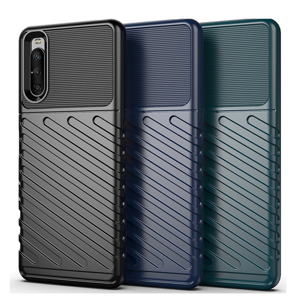 Thunder Series Twill Texture TPU Phone Case for Sony Xperia 10 III - Black-11