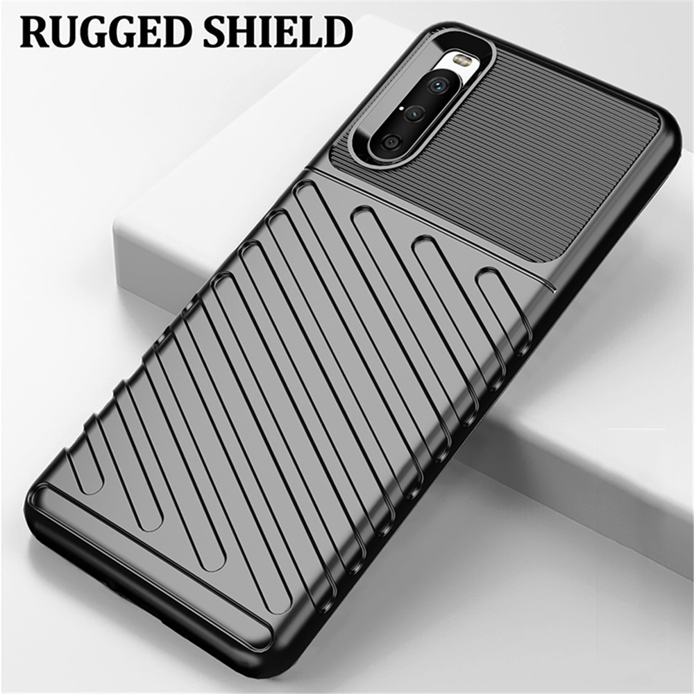 Thunder Series Twill Texture TPU Phone Case for Sony Xperia 10 III - Black-12