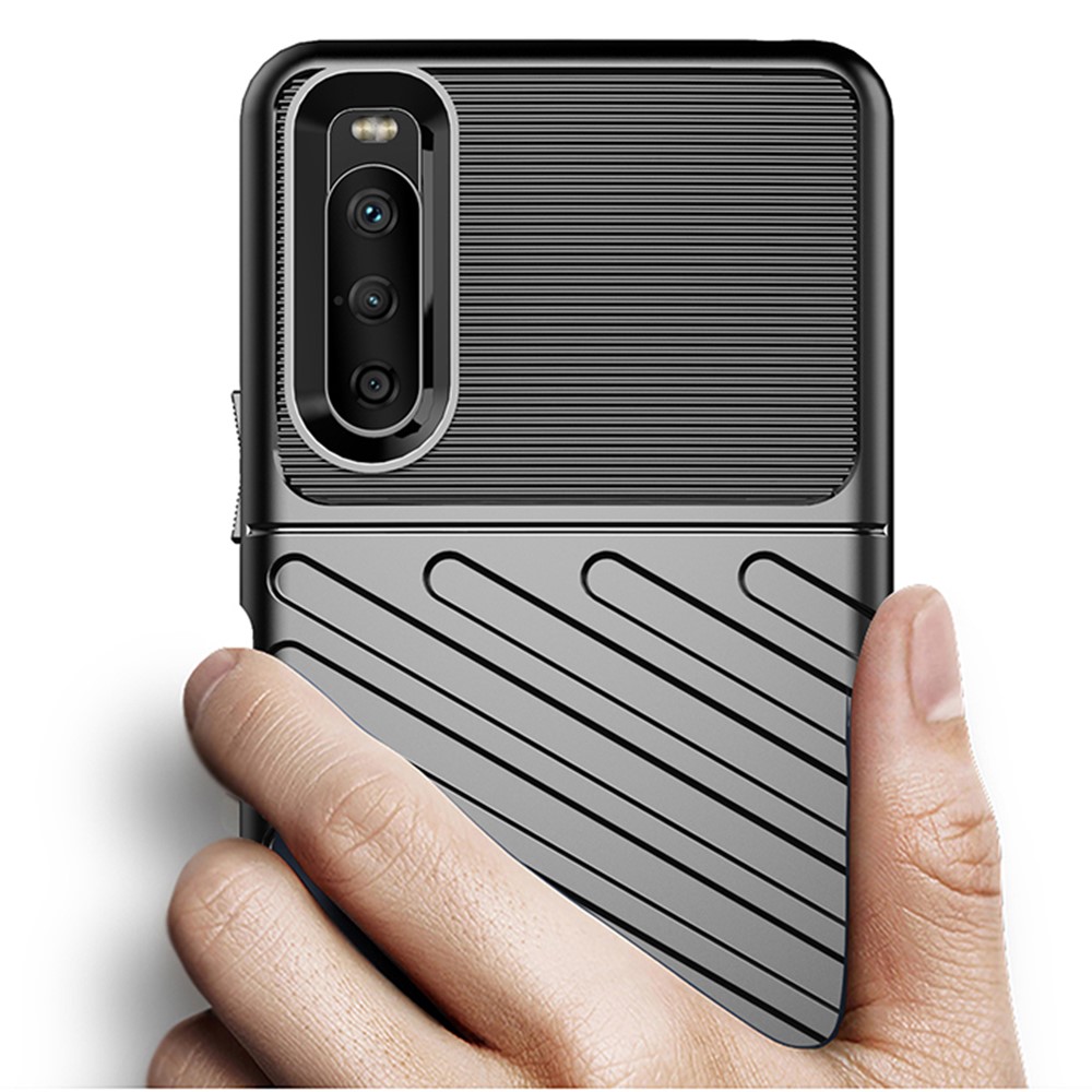 Thunder Series Twill Texture TPU Phone Case for Sony Xperia 10 III - Black-4