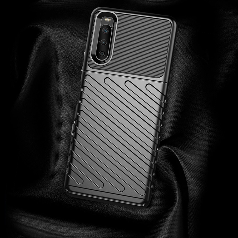 Thunder Series Twill Texture TPU Phone Case for Sony Xperia 10 III - Black-5