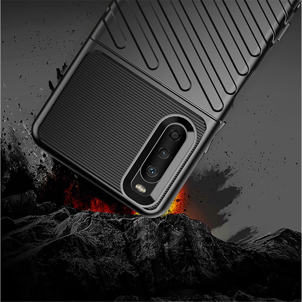 Thunder Series Twill Texture TPU Phone Case for Sony Xperia 10 III - Black-6