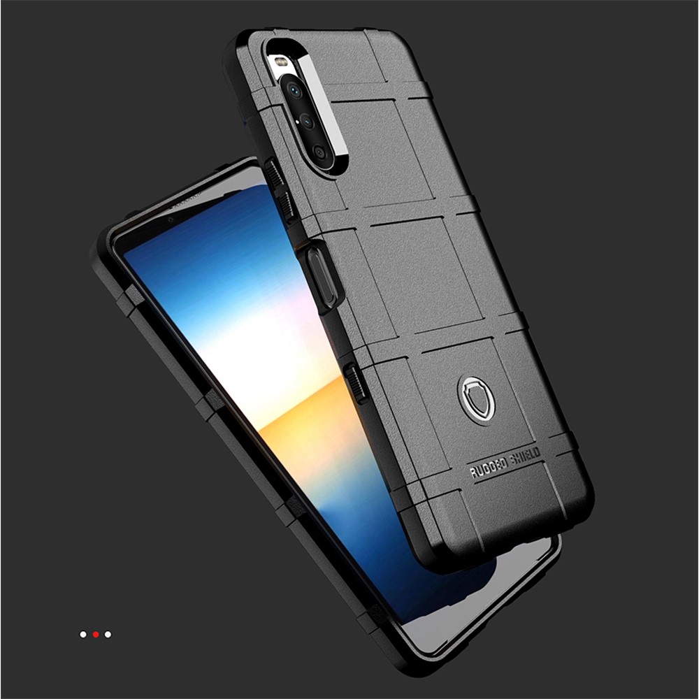 Shock-proof Rugged Square Grid Texture TPU Phone Cover Case for Sony Xperia 10 III - Black-2