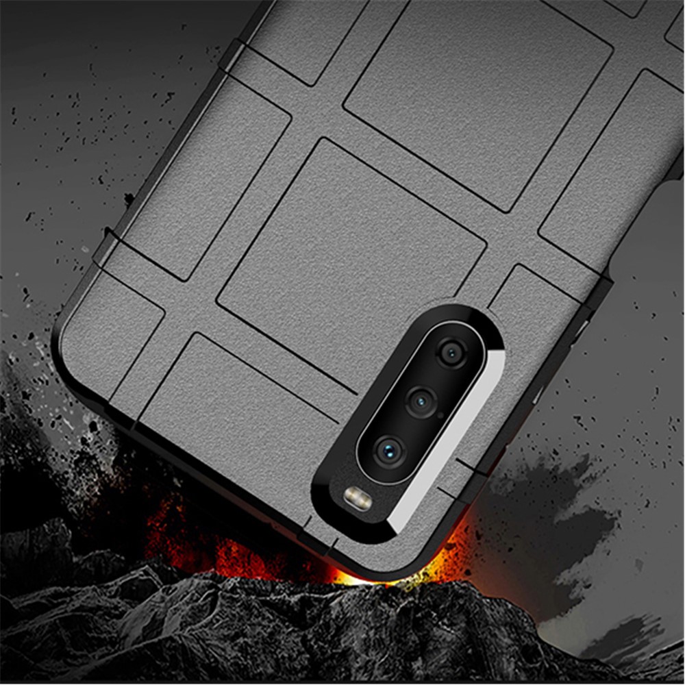 Shock-proof Rugged Square Grid Texture TPU Phone Cover Case for Sony Xperia 10 III - Black-6
