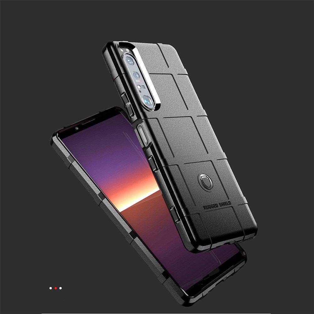 Shock-proof Rugged Square Grid Texture TPU Phone Cover Case for Sony Xperia 1 III - Black-3