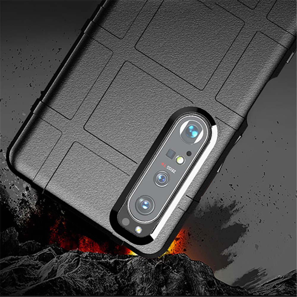 Shock-proof Rugged Square Grid Texture TPU Phone Cover Case for Sony Xperia 1 III - Black-6