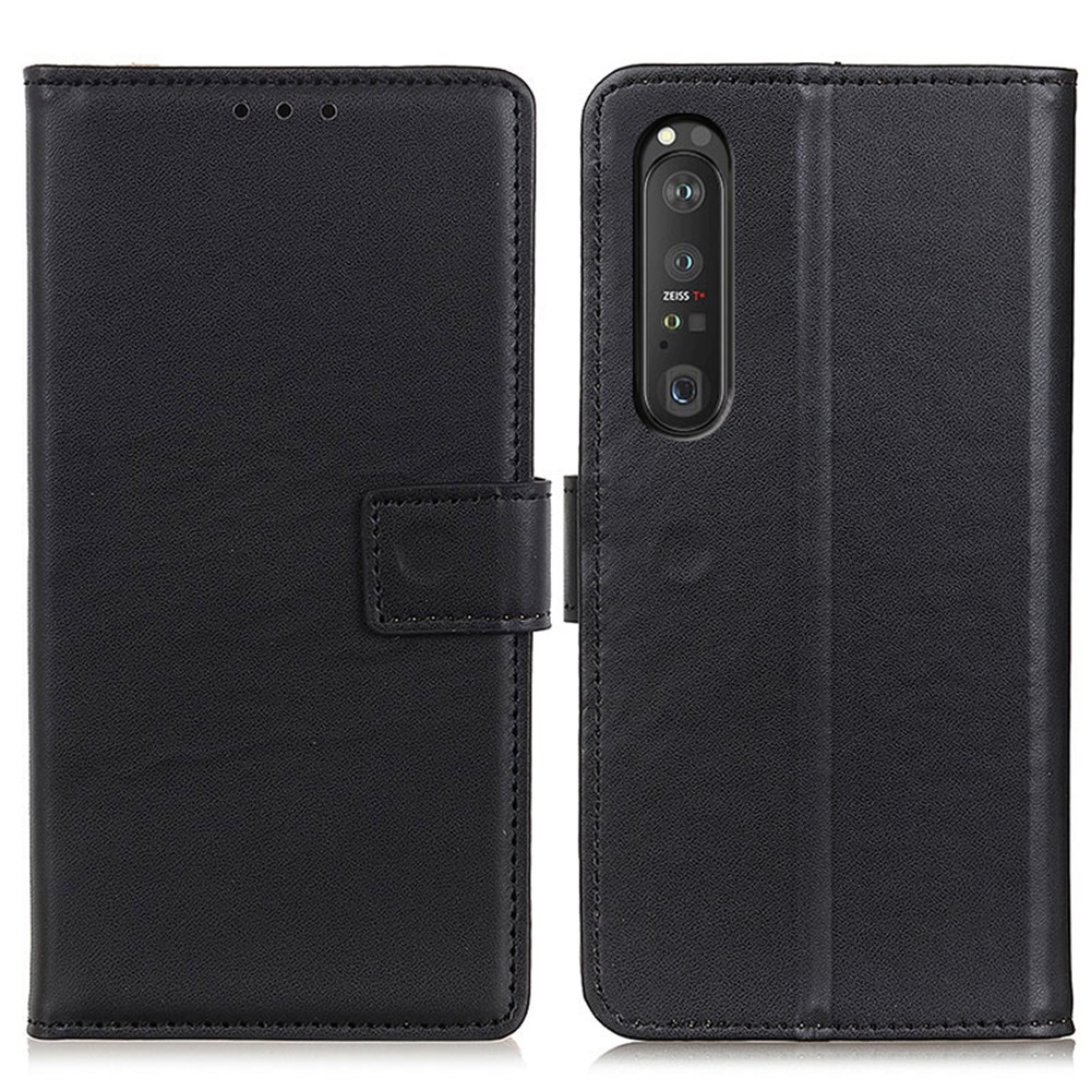 Magnetic Clasp Design Leather Shell Case with Wallet Stand for Sony Xperia 1 III - Black-1