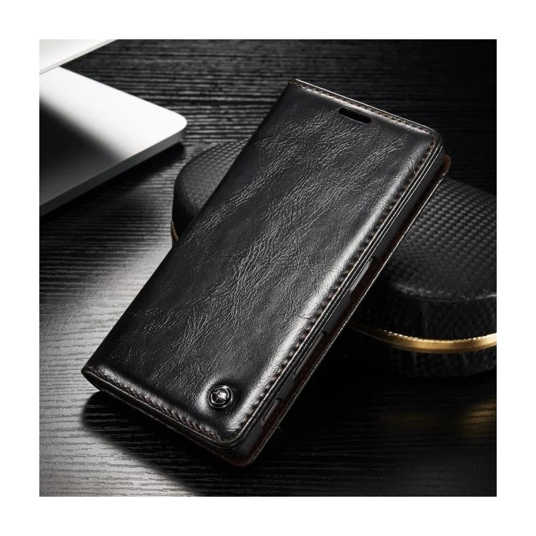CASEME Oil Wax Wallet Leather Case for Sony Xperia Z5 / Z5 Dual - Black-1