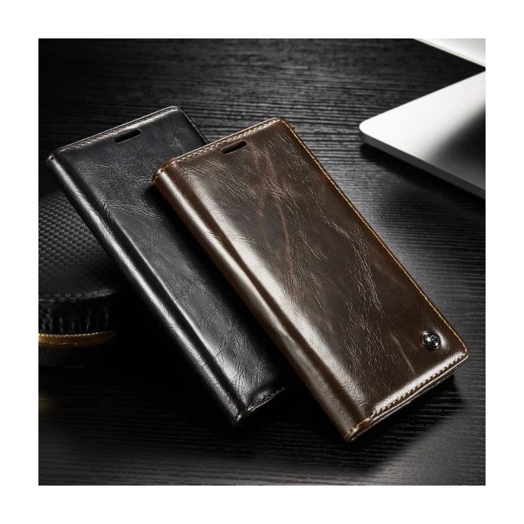 CASEME Oil Wax Wallet Leather Case for Sony Xperia Z5 / Z5 Dual - Black-9