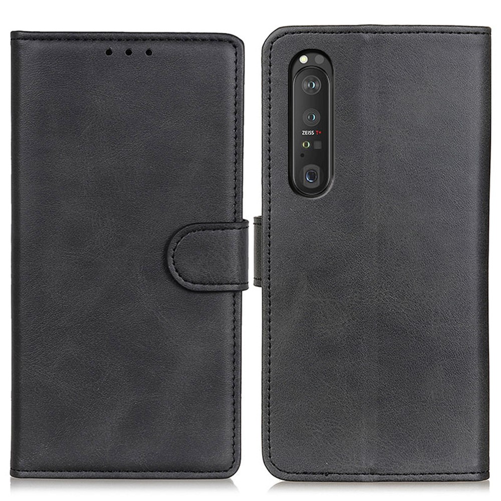 Full Protection Anti-Drop PU Leather Phone Stand Shell for Sony Xperia 1 III Phone Wallet Case - Black-1