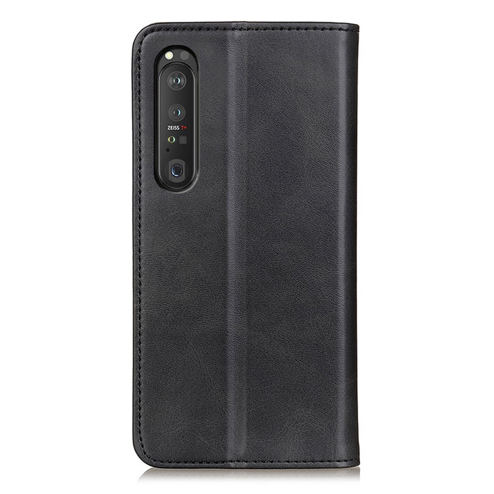 Automatic Suction Design Split Leather Wallet Phone Cover for Sony Xperia 1 III Stand Shell - Black-3