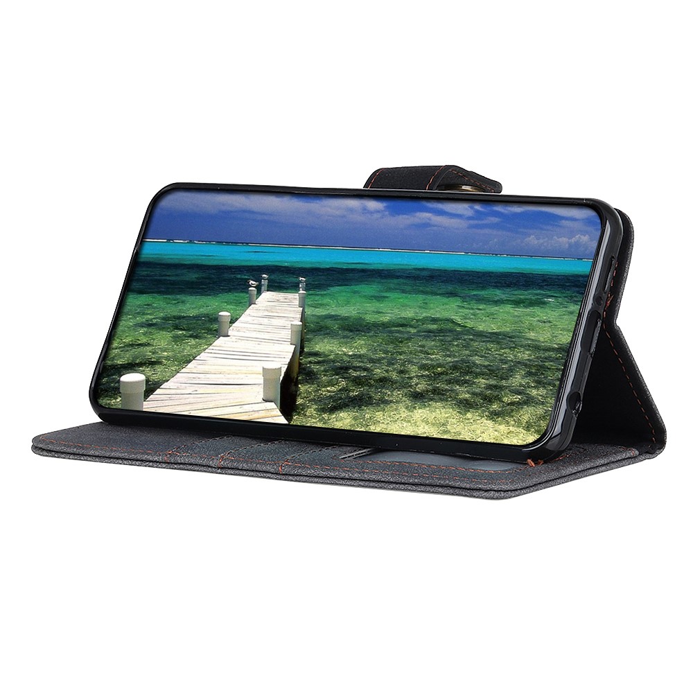 KHAZNEH Vintage Style Split Leather Phone Case with Wallet and Stand for Sony Xperia 10 III - Black-5