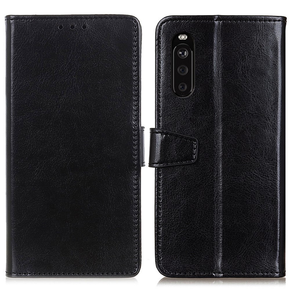 Magnetic Design TPU + PU Leather Phone Case with Wallet Stand for Sony Xperia 10 III - Black-1