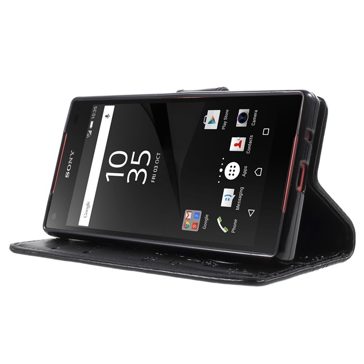 Butterfly Leather Magnetic Cover for Sony Xperia Z5 Compact - Black-3