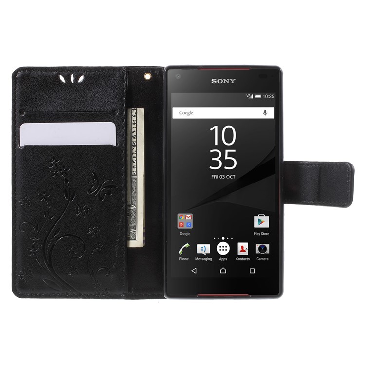 Butterfly Leather Magnetic Cover for Sony Xperia Z5 Compact - Black-5