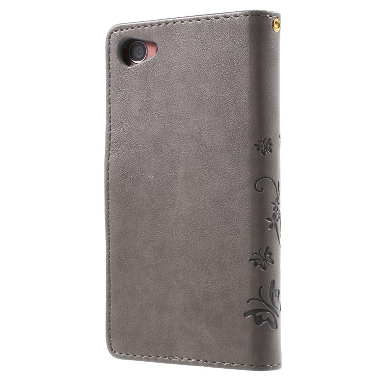 Butterfly Leather Magnetic Cover for Sony Xperia Z5 Compact - Grey-2