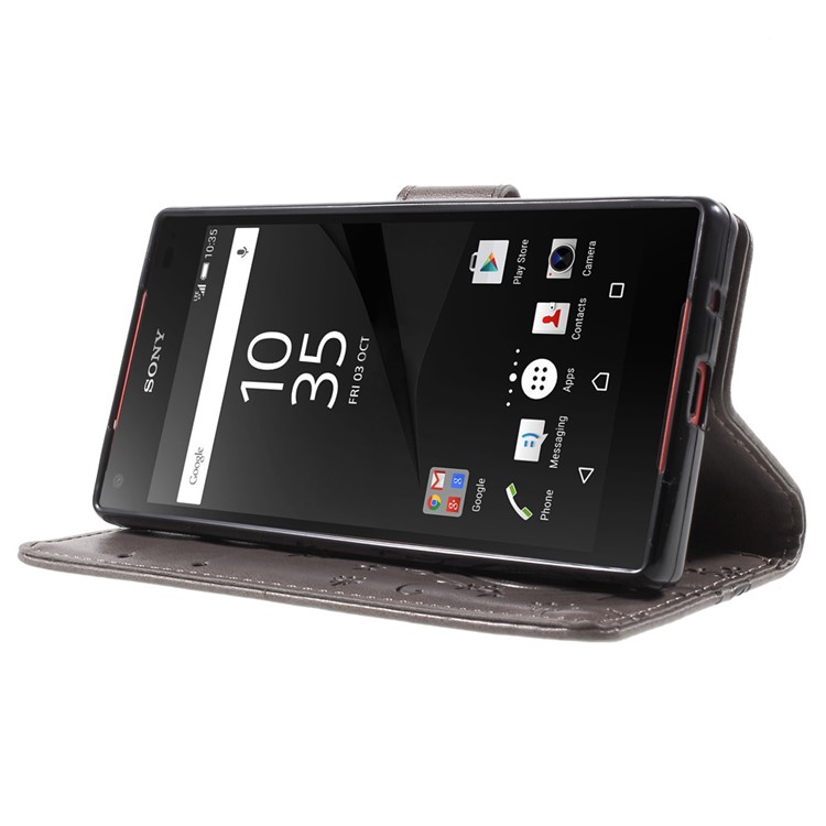 Butterfly Leather Magnetic Cover for Sony Xperia Z5 Compact - Grey-3