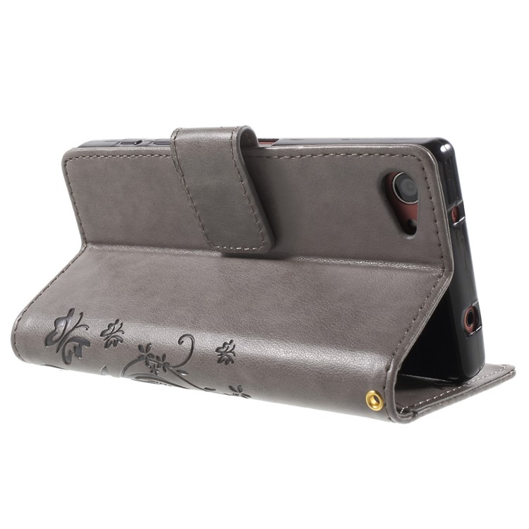 Butterfly Leather Magnetic Cover for Sony Xperia Z5 Compact - Grey-4