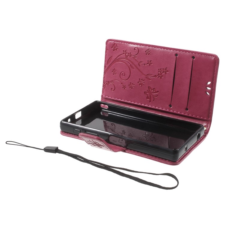 Butterfly Leather Wallet Cover for Sony Xperia Z5 Compact - Rose-10