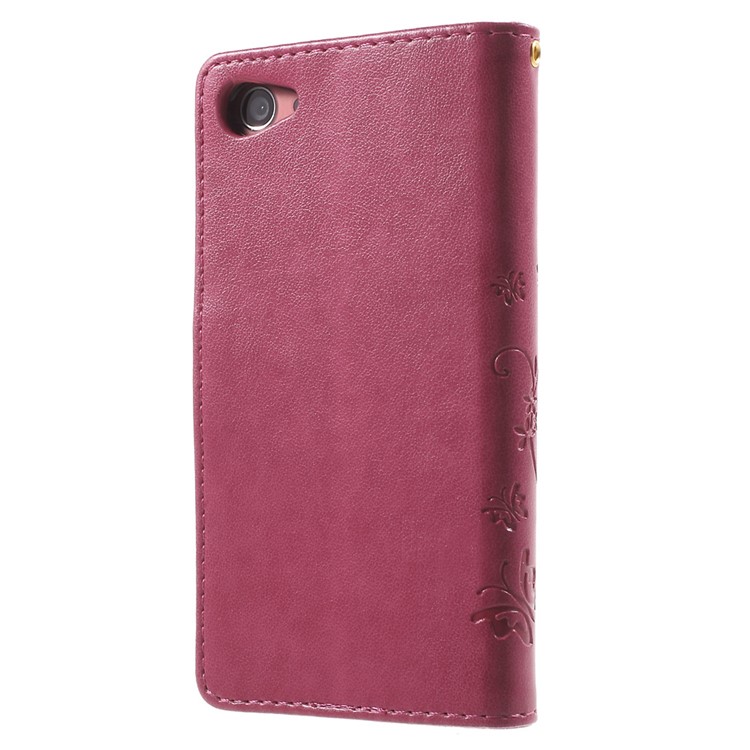 Butterfly Leather Wallet Cover for Sony Xperia Z5 Compact - Rose-2