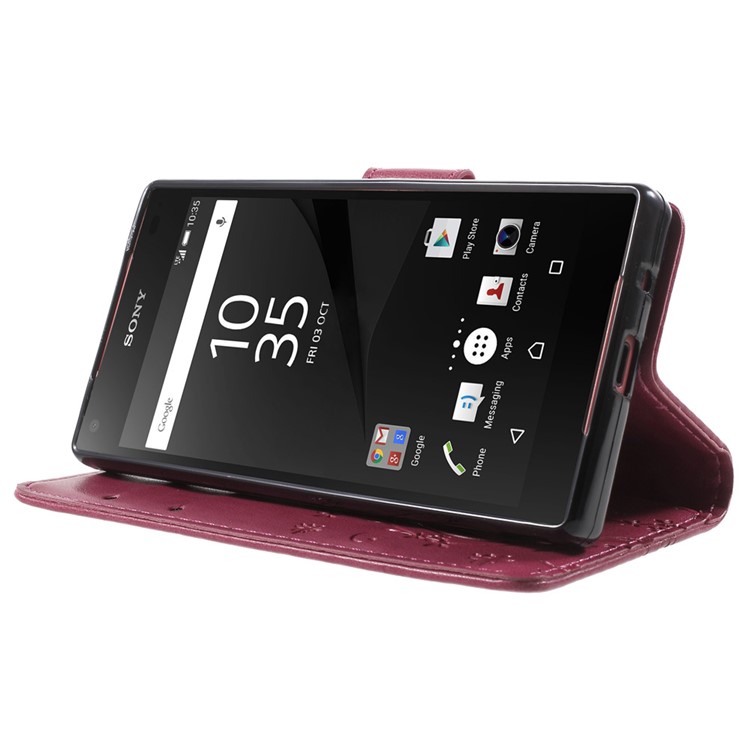 Butterfly Leather Wallet Cover for Sony Xperia Z5 Compact - Rose-3