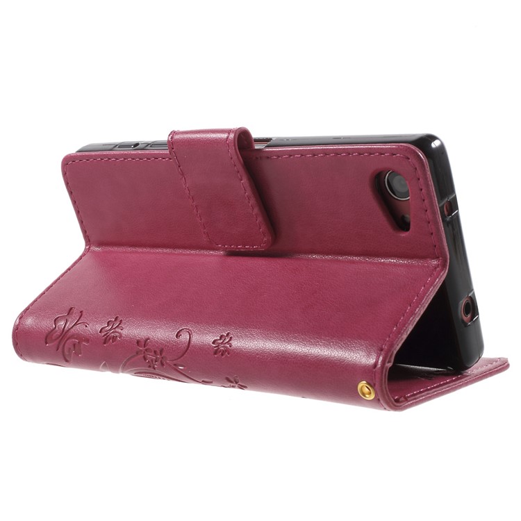 Butterfly Leather Wallet Cover for Sony Xperia Z5 Compact - Rose-4