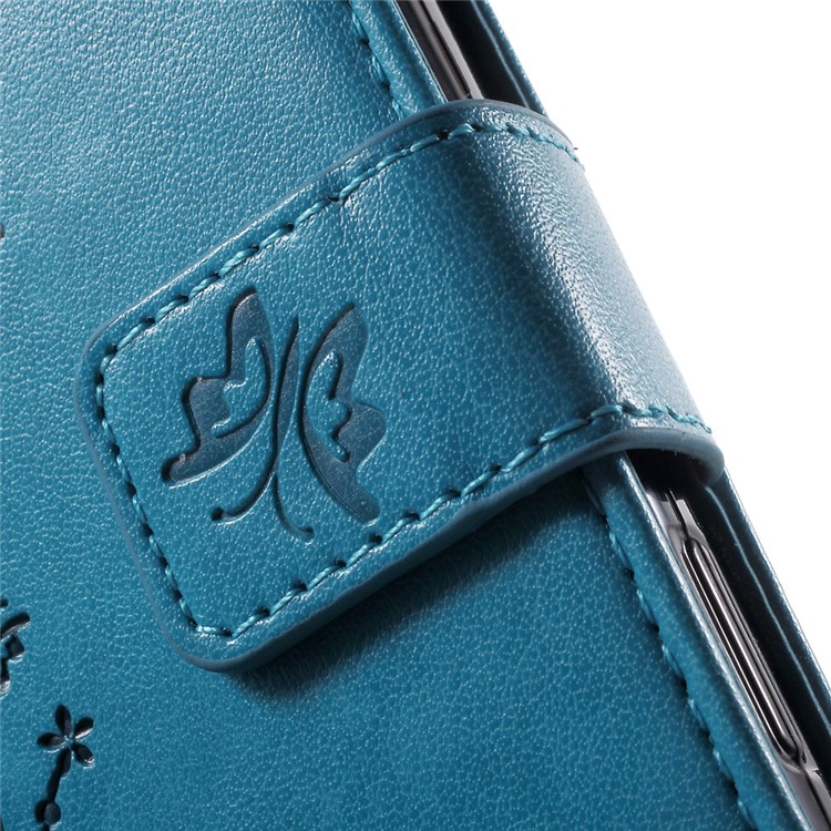 Butterfly Leather Wallet Cover for Sony Xperia Z5 Compact - Blue-7
