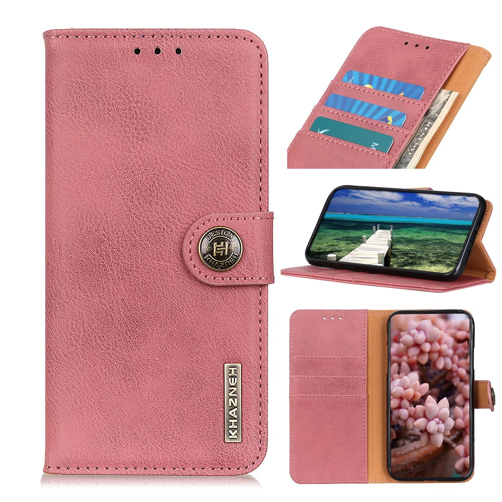 KHAZNEH Magnetic Buckle PU Leather Phone Wallet Shell Case for Sony Xperia 1 III - Pink-2
