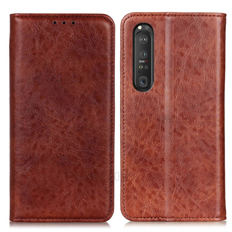 Auto-absorbed Crazy Horse Texture PU Leather Phone Shell Wallet Stand Case for Sony Xperia 1 III - Brown-1
