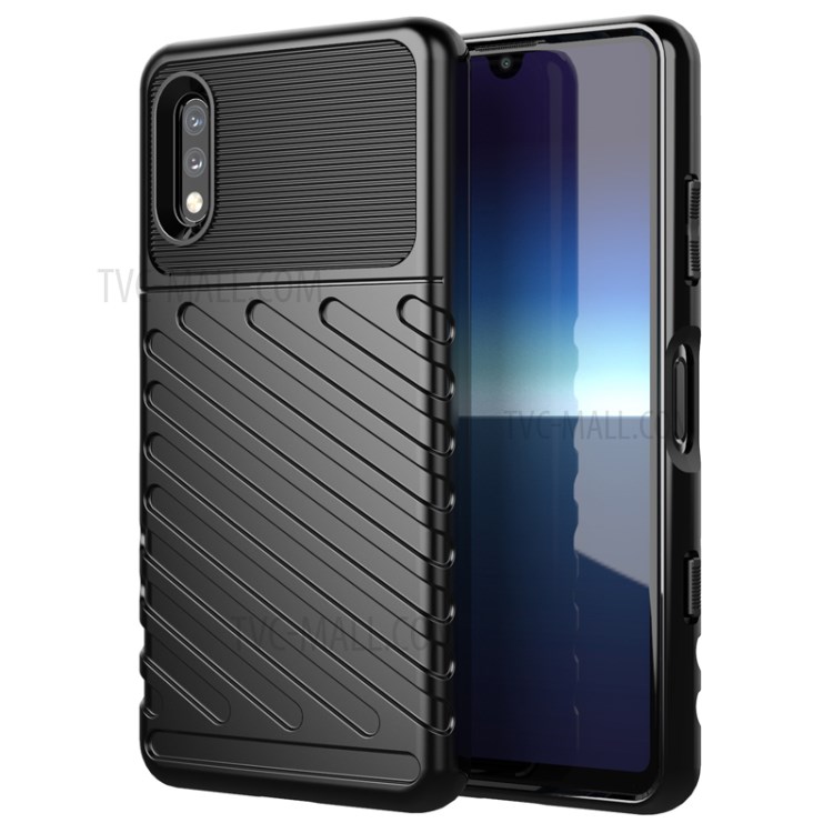 Thunder Series Twill Texture Soft TPU Protector Case for Sony Xperia Ace 2 - Black-1