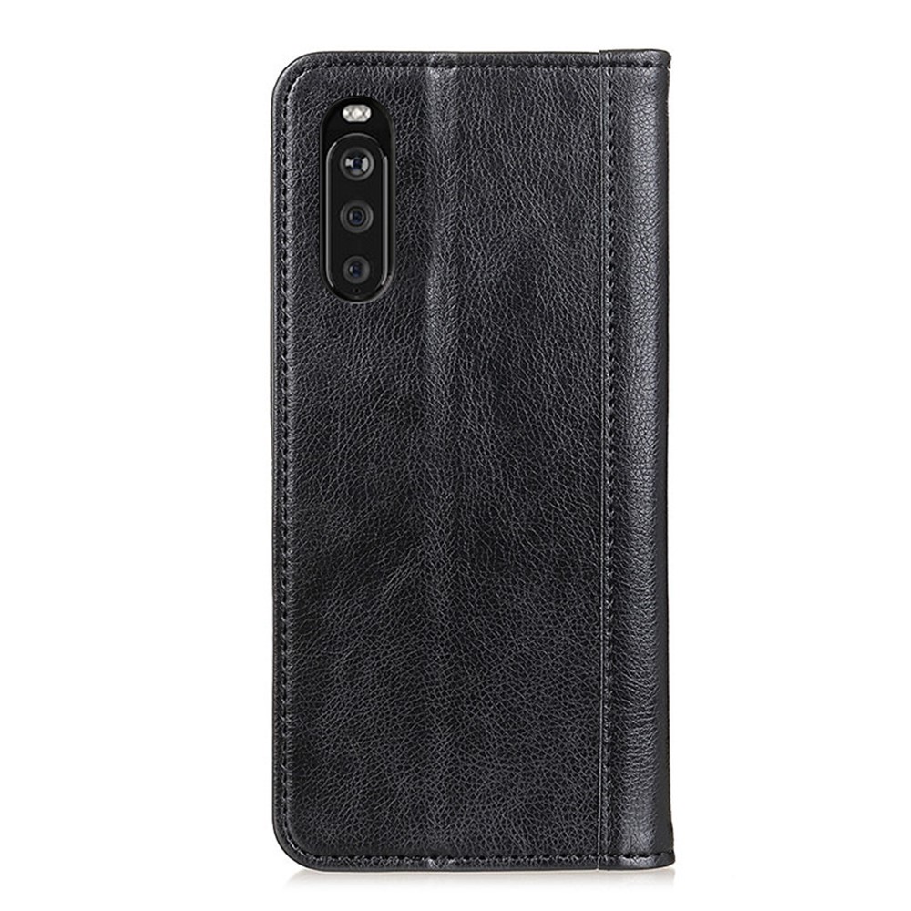 Auto-absorbed Litchi Texture Split Leather Wallet Shell Case Cover for Sony Xperia 10 III - Black-2