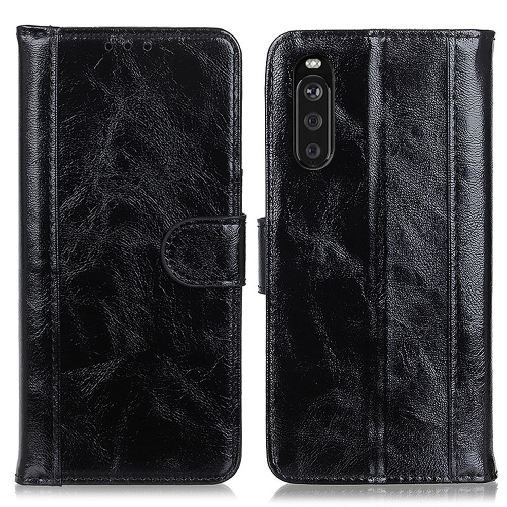 Crazy Horse Skin Split Leather Phone Cover Shell for Sony Xperia 10 III - Black-1